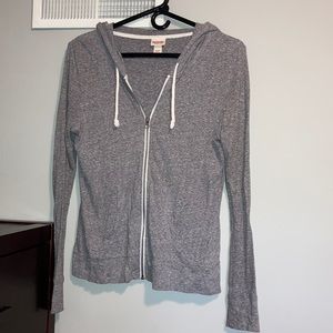 Mossimo Heather Gray Hooded Zip-Up Jacket. Size: XS
